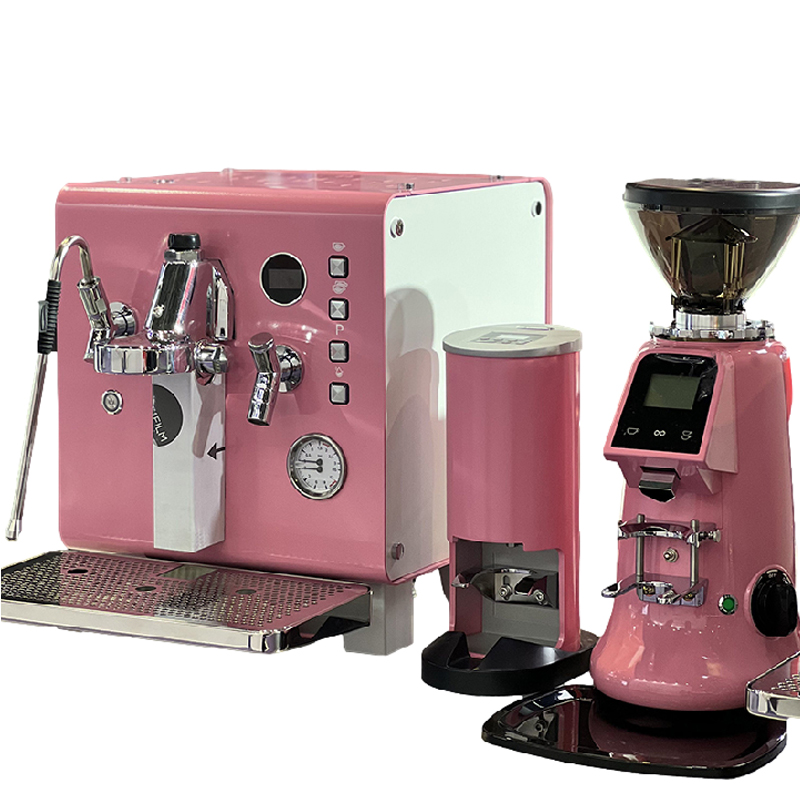 Coffee & Tea Maker Machine - Cafetera Profesional Rosa Semiautomática para Espresso,